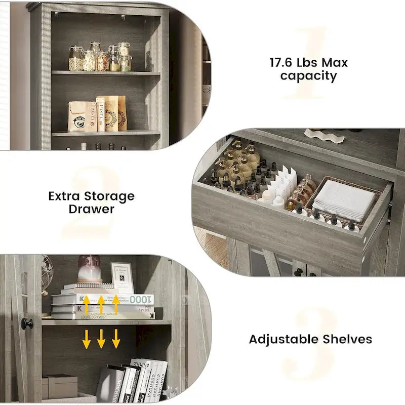 67 Tall Bathroom Cabinet Storage, Storage Cabinet with Shelves
