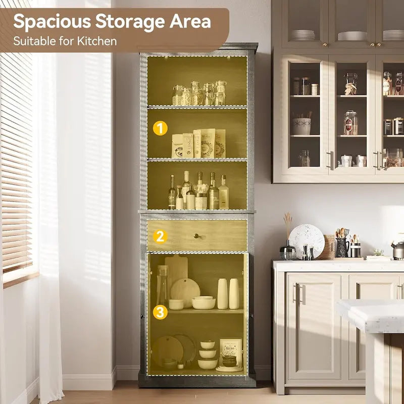 67 Tall Bathroom Cabinet Storage, Storage Cabinet with Shelves