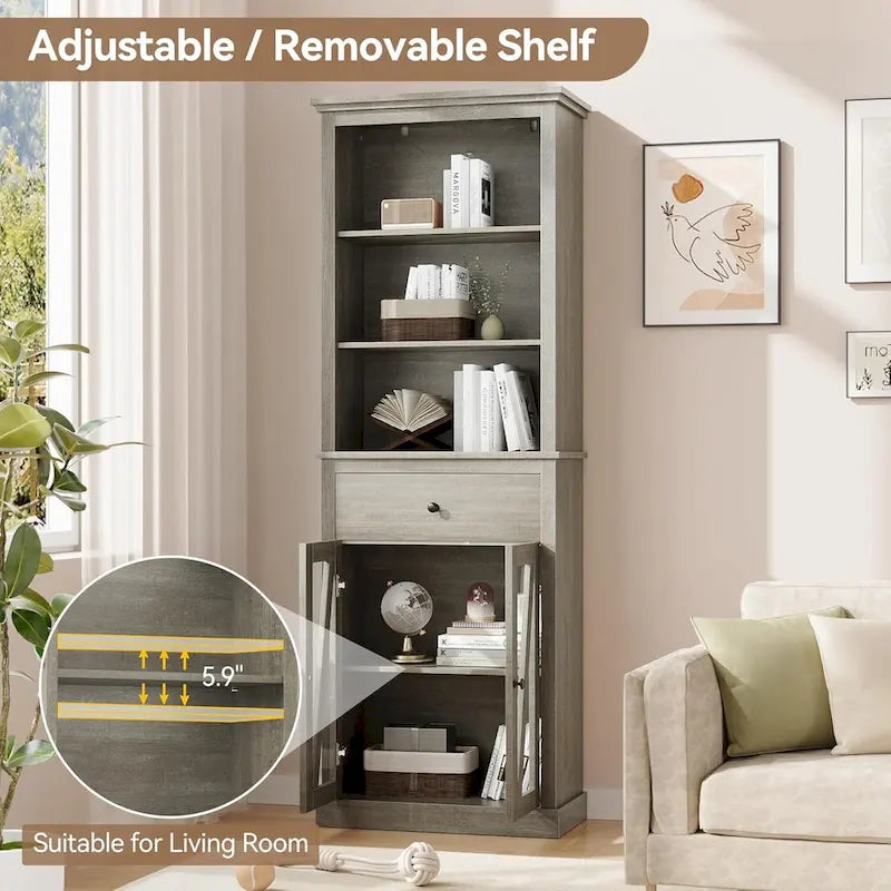 67 Tall Bathroom Cabinet Storage, Storage Cabinet with Shelves
