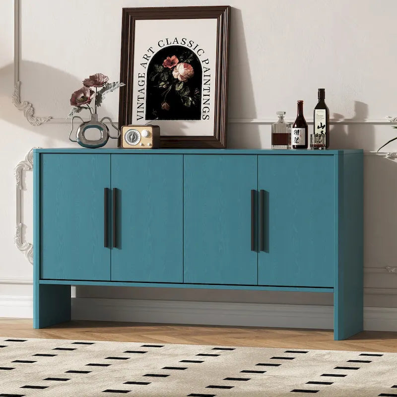 4-Door Wood Sideboard Buffet Cabinet with Adjustable Shelves & Long Handles