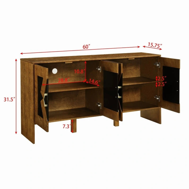 60 Mid Century Modern Sideboard Buffet Cabinet with Storage for Stylish Home Organization