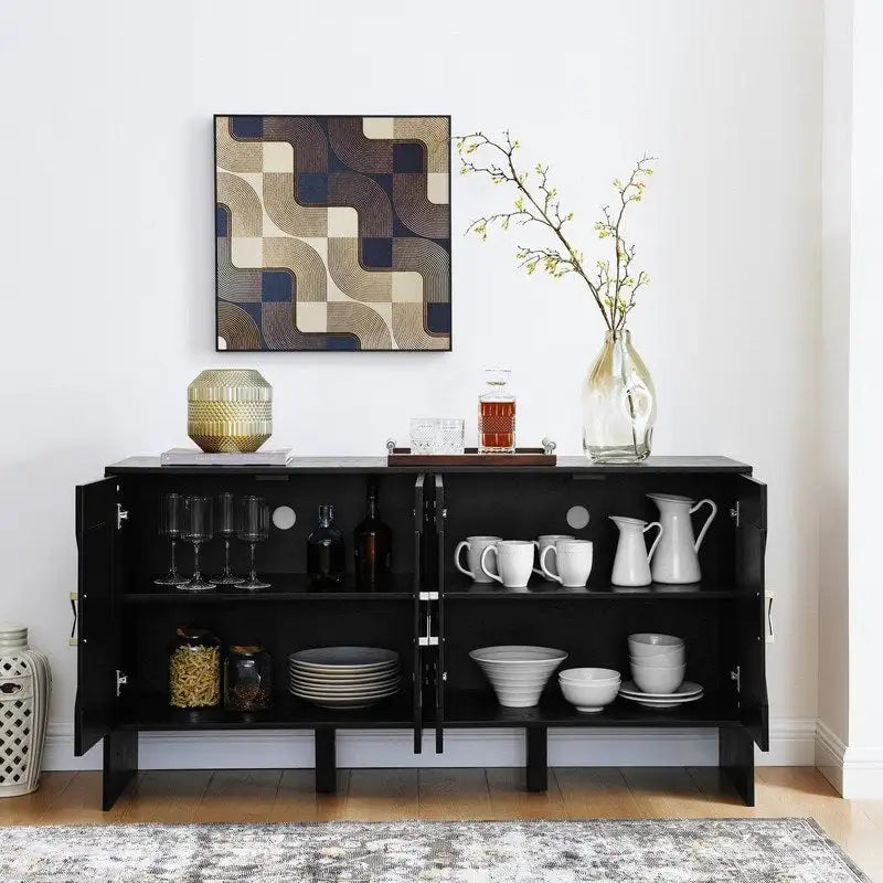 60 Mid Century Modern Sideboard Buffet Cabinet with Storage for Stylish Home Organization