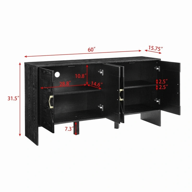 60 Mid Century Modern Sideboard Buffet Cabinet with Storage for Stylish Home Organization