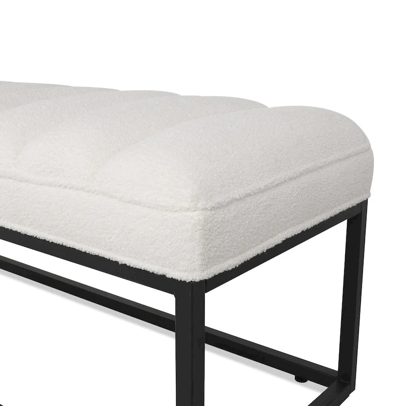 Metal Base Velvet Upholstered Bench for Bedroom Entryway