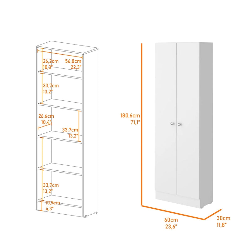Double Door Storage Cabinet, Five Shelves