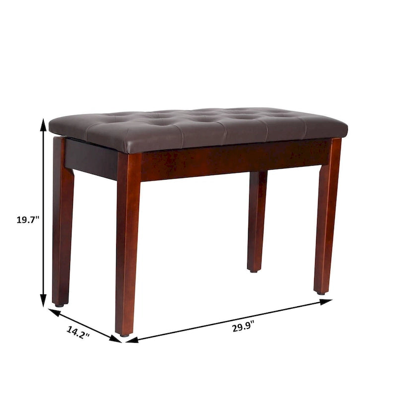 Faux Leather Padded Double Piano Bench w/ Music Storage