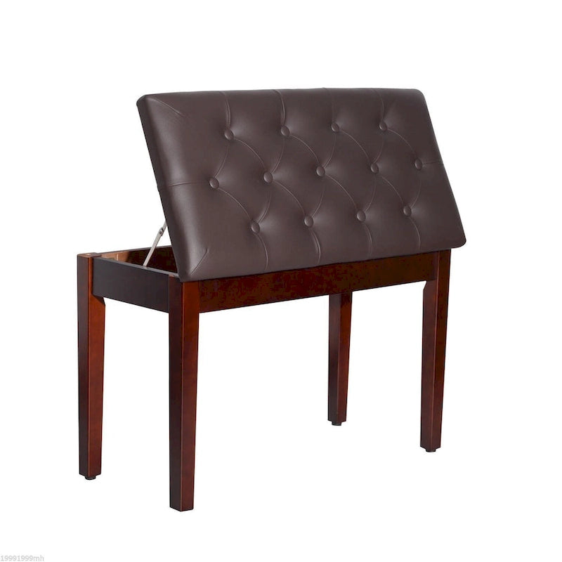 Faux Leather Padded Double Piano Bench w/ Music Storage