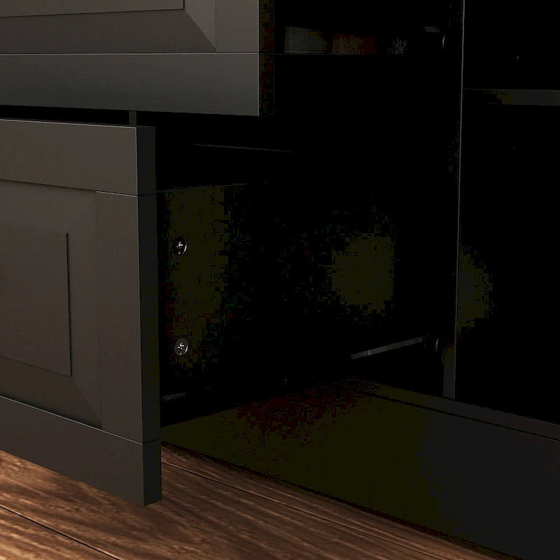 78.9Pantry Buffet White Buffet with Wine Glass Rack Drawer and Hutch