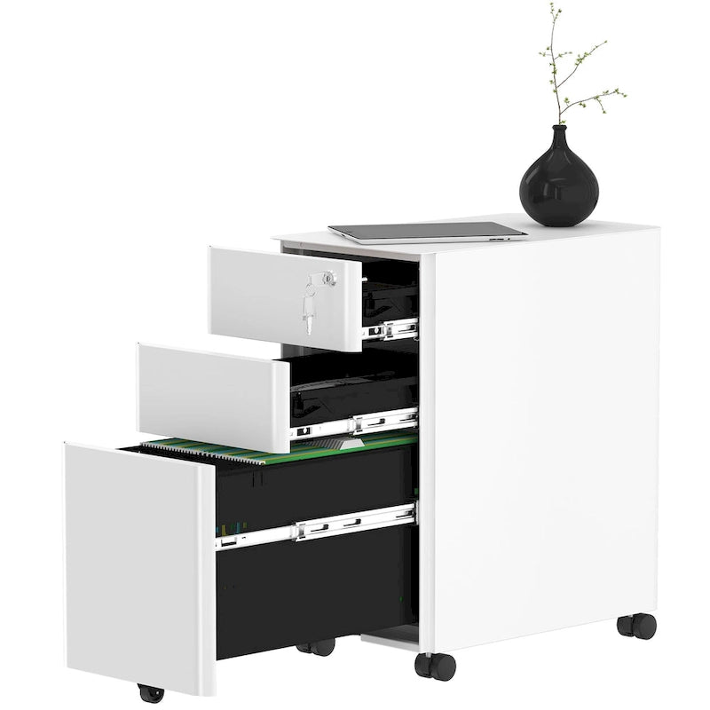 Modern 3-Drawer Mobile Vertical Steel File Cabinet