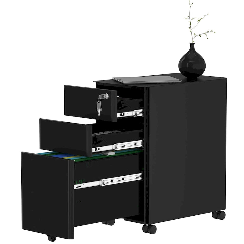 Modern 3-Drawer Mobile Vertical Steel File Cabinet