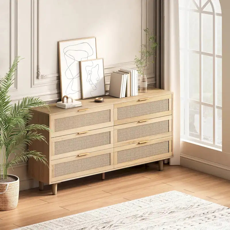 6-Drawers Rattan Storage Cabinet