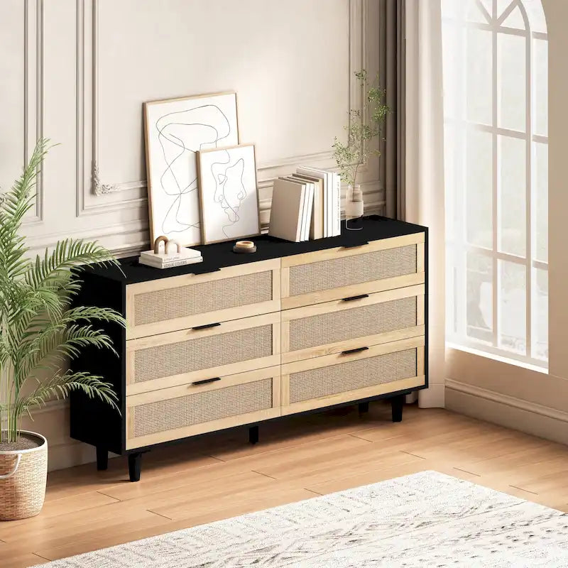 6-Drawers Rattan Storage Cabinet
