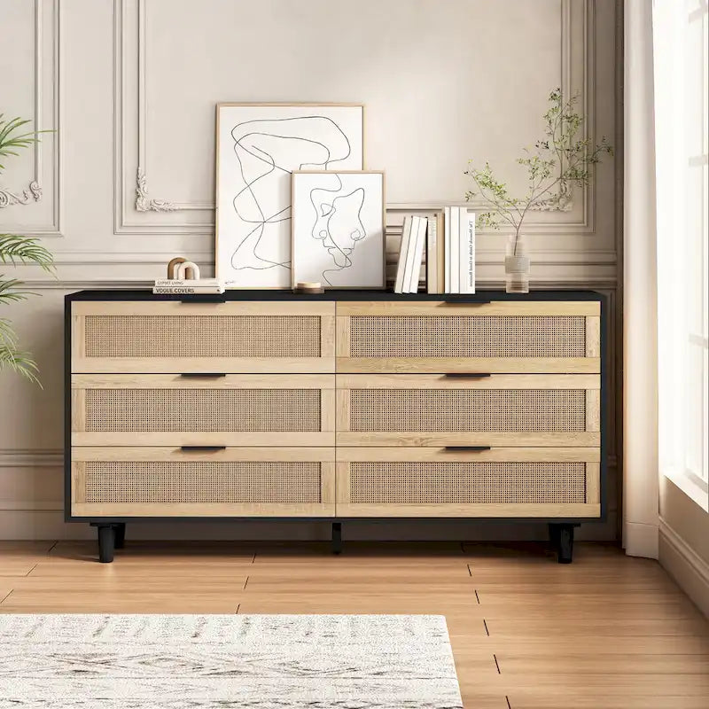 6-Drawers Rattan Storage Cabinet