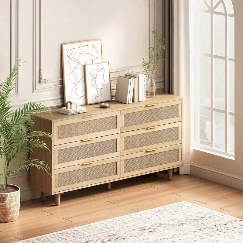 6-Drawers Rattan Storage Cabinet