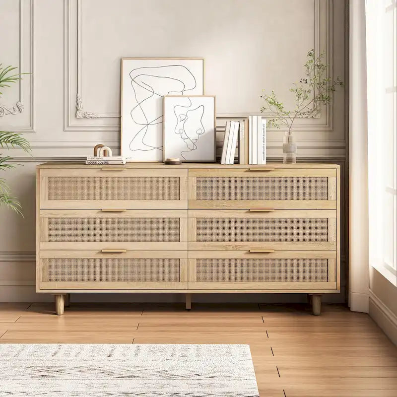 6-Drawers Rattan Storage Cabinet