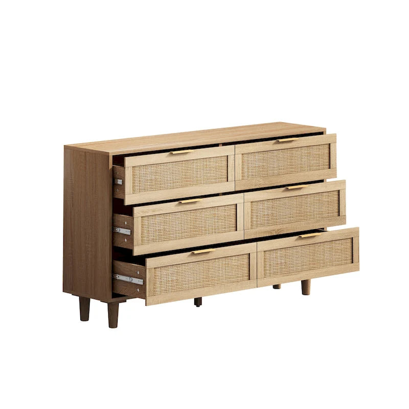 6-Drawers Rattan Storage Cabinet