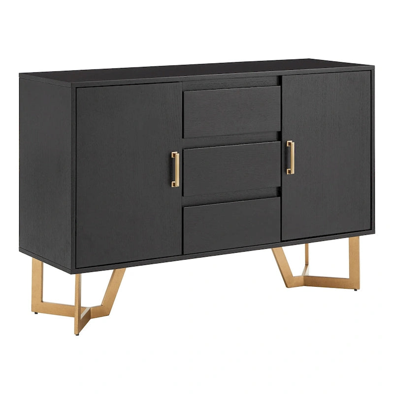 Black Finish Server with Gold Metal Base