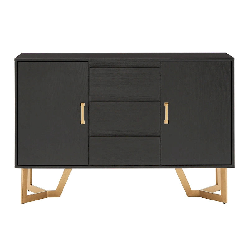 Black Finish Server with Gold Metal Base