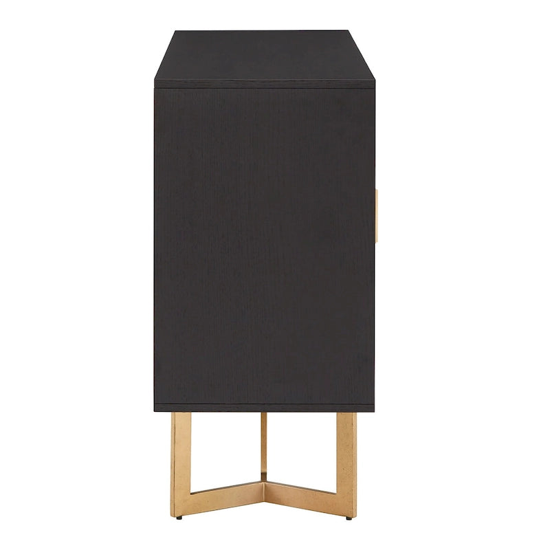 Black Finish Server with Gold Metal Base