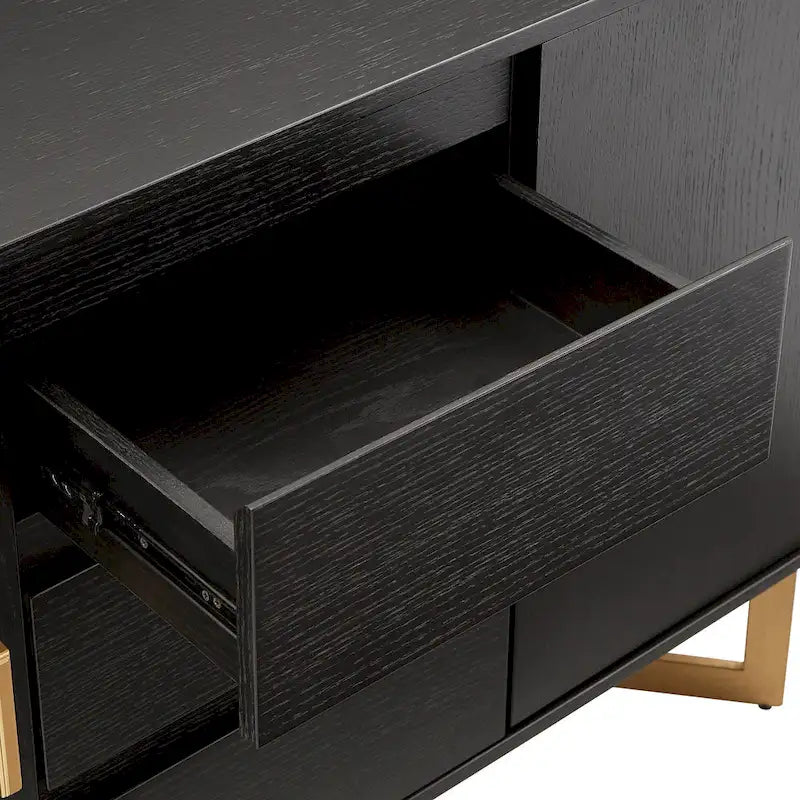 Black Finish Server with Gold Metal Base