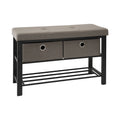 Simplify Entryway Double Bench with Shoe Storage in Taupe - 31.9x 12.6x 19.5