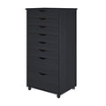 Adeptus Original Roll Cart, Solid Wood, 6 Plus 2 Drawer Extra Wide Roll Cart, Black