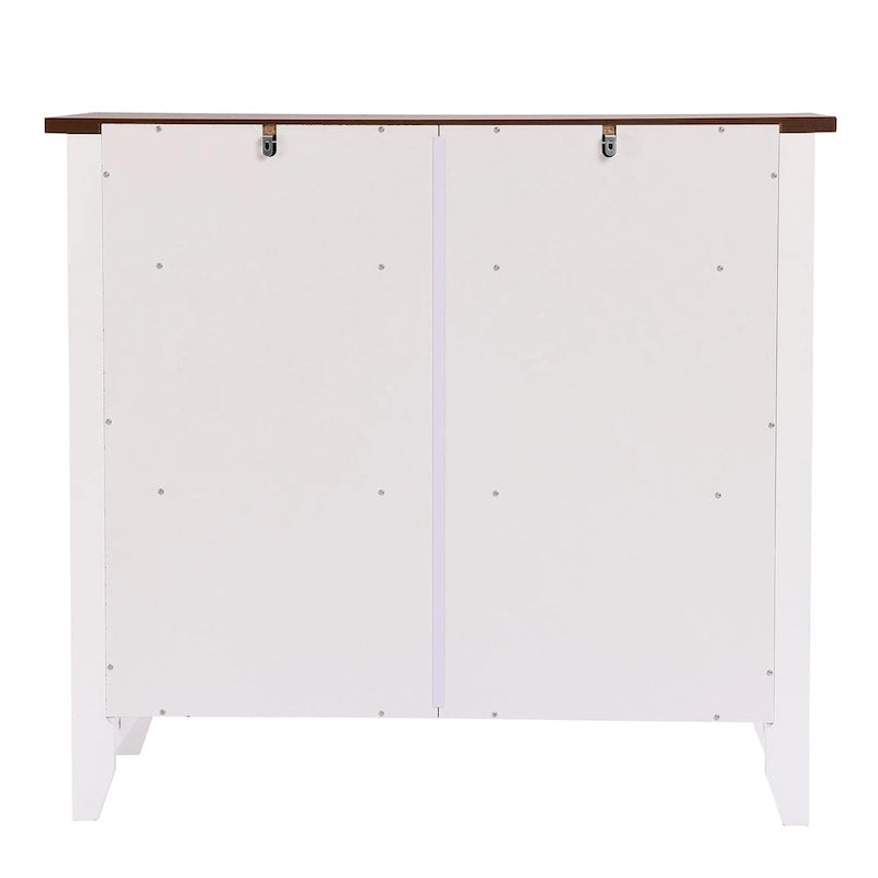 White Wood 2-Drawer 2-Door Sideboard Storage Cabinet - 32.83 H x 35.81 W x 15.75 D