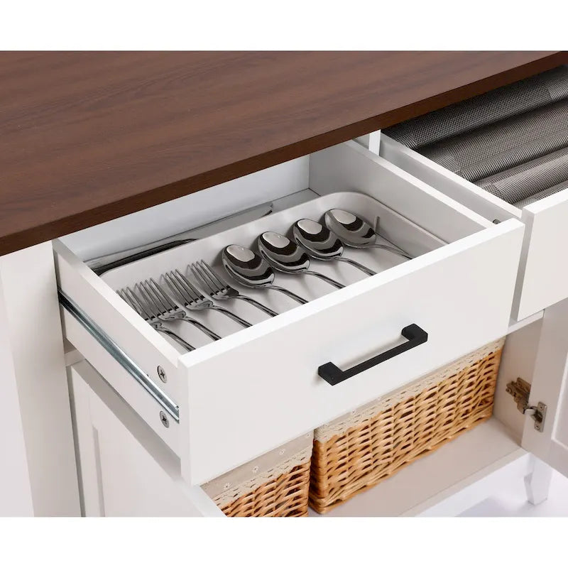 White Wood 2-Drawer 2-Door Sideboard Storage Cabinet - 32.83 H x 35.81 W x 15.75 D