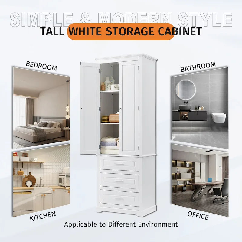 Tall Storage Cabinet with Three Drawers