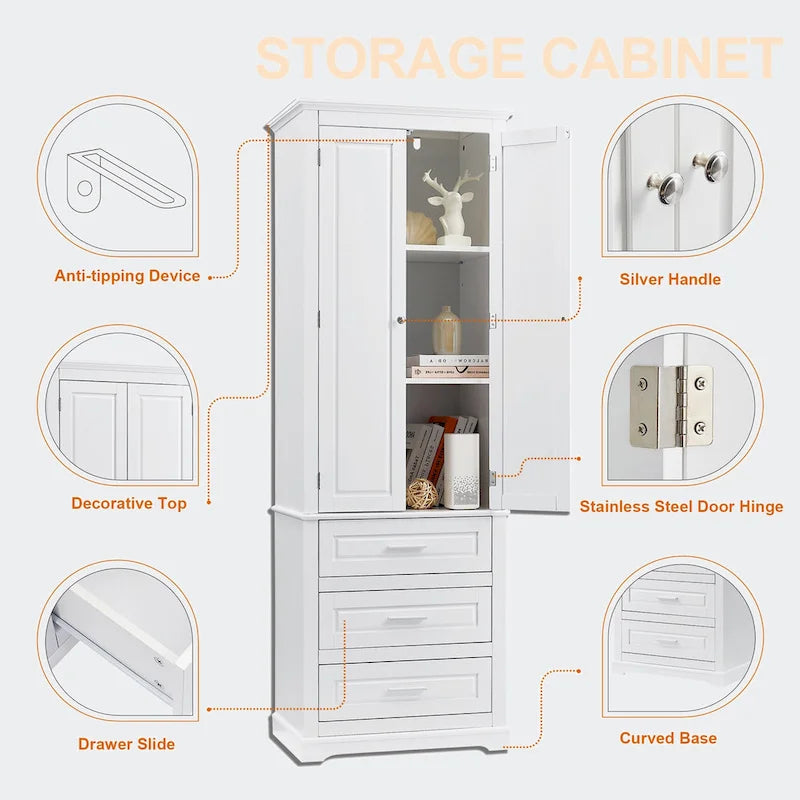 Tall Storage Cabinet with Three Drawers