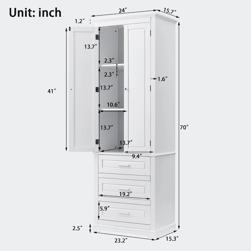Tall Storage Cabinet with Three Drawers