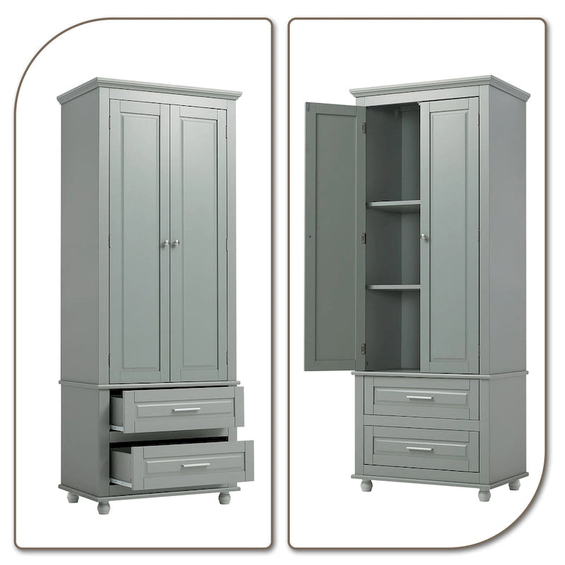 Modern Minimalist Wooden Tall Bathroom Storage Cabinet with Anti-Tipping Device