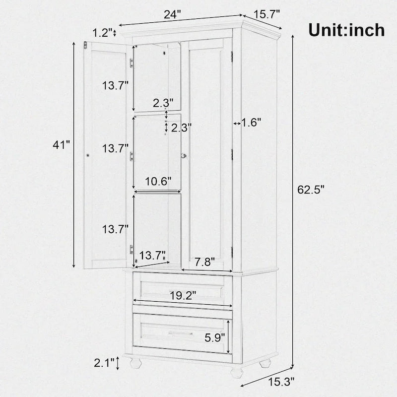 Modern Minimalist Wooden Tall Bathroom Storage Cabinet with Anti-Tipping Device
