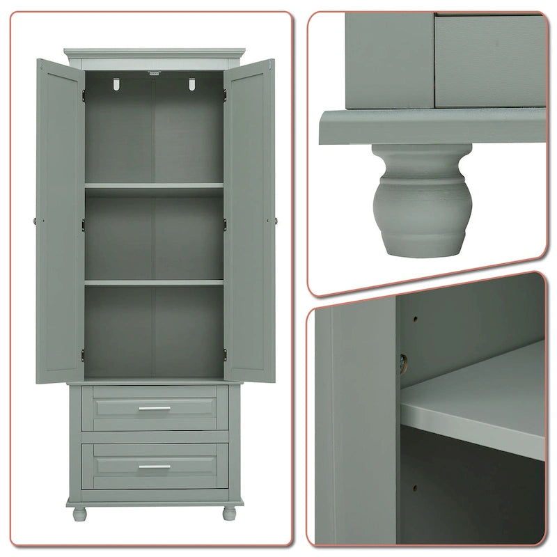 Modern Minimalist Wooden Tall Bathroom Storage Cabinet with Anti-Tipping Device