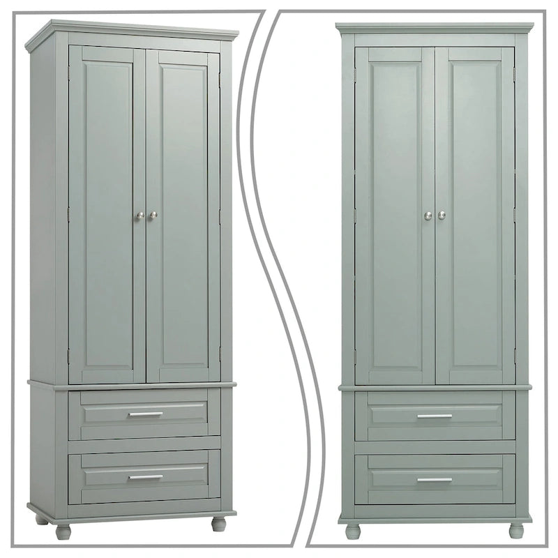 Modern Minimalist Wooden Tall Bathroom Storage Cabinet with Anti-Tipping Device