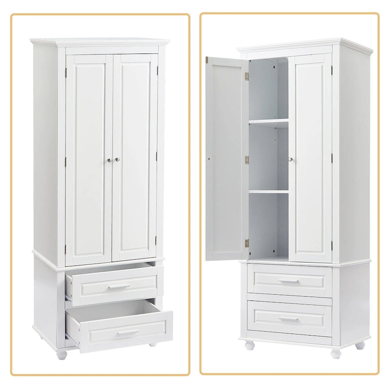 Modern Minimalist Wooden Tall Bathroom Storage Cabinet with Anti-Tipping Device