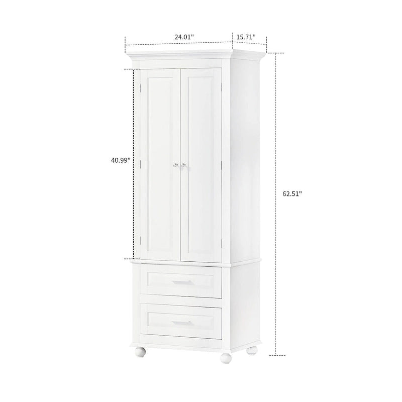 Modern Minimalist Wooden Tall Bathroom Storage Cabinet with Anti-Tipping Device