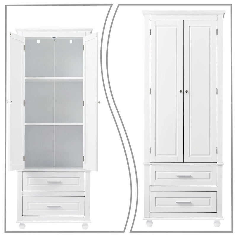 Modern Minimalist Wooden Tall Bathroom Storage Cabinet with Anti-Tipping Device