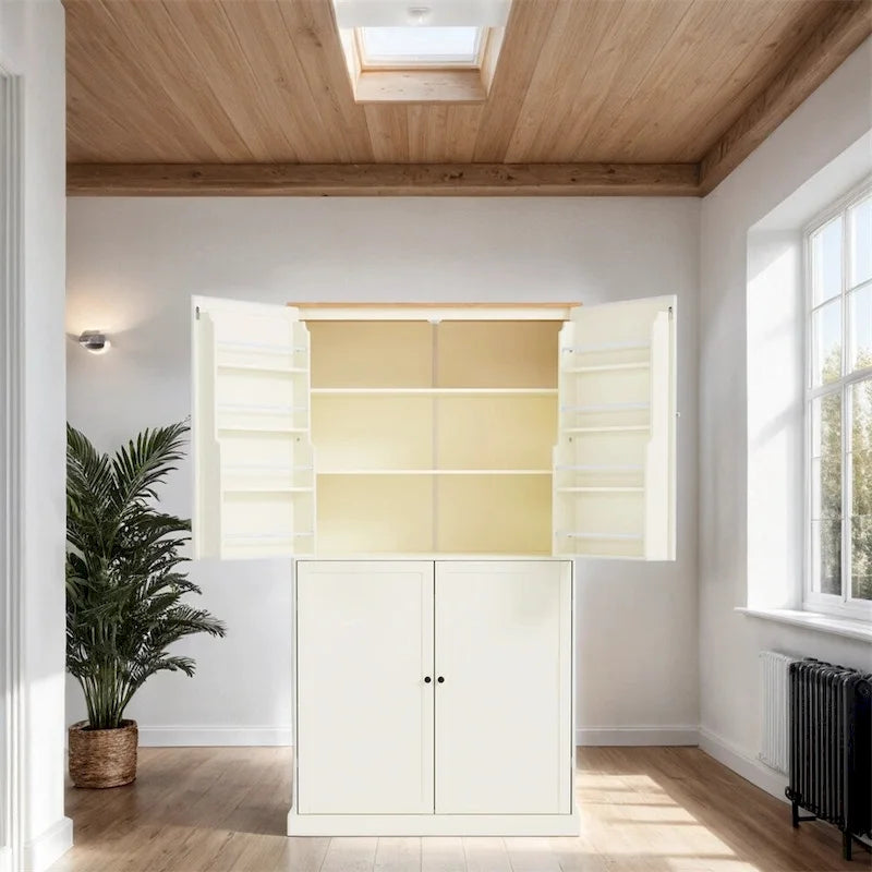 Freestanding Kitchen Pantry w/ Drawer, Adjustable Shelves,Door Shelves