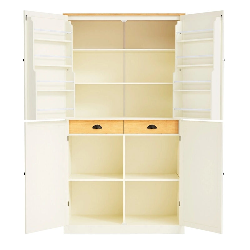 Freestanding Kitchen Pantry w/ Drawer, Adjustable Shelves,Door Shelves