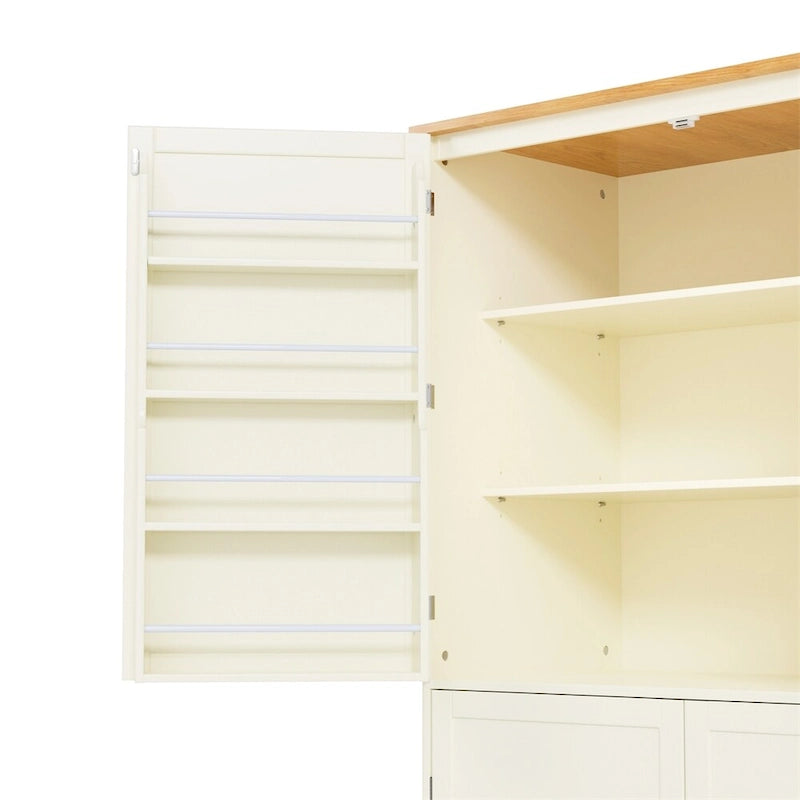 Freestanding Kitchen Pantry w/ Drawer, Adjustable Shelves,Door Shelves
