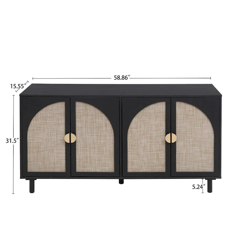 4 Door Cabinet, Suitable for Bedroom, Living Room, Study