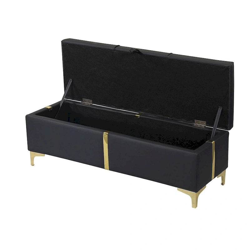 47.20 Upholstered Storage PU Bench with Fully Assembled Metal Legs