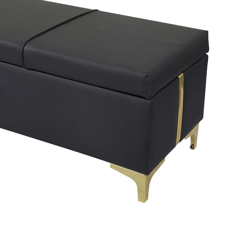 47.20 Upholstered Storage PU Bench with Fully Assembled Metal Legs