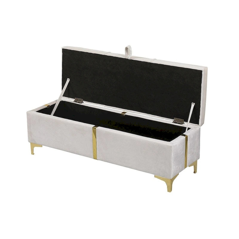 47.20 Upholstered Storage PU Bench with Fully Assembled Metal Legs