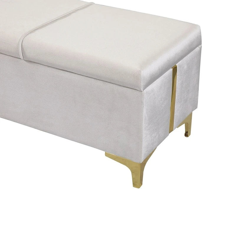 47.20 Upholstered Storage PU Bench with Fully Assembled Metal Legs