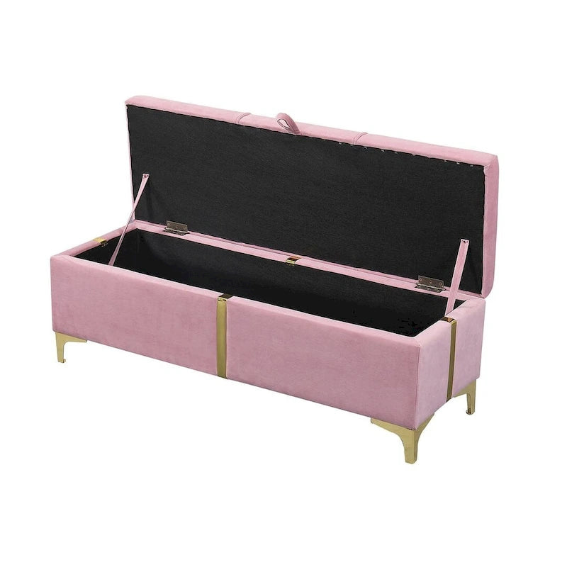 47.20 Upholstered Storage PU Bench with Fully Assembled Metal Legs