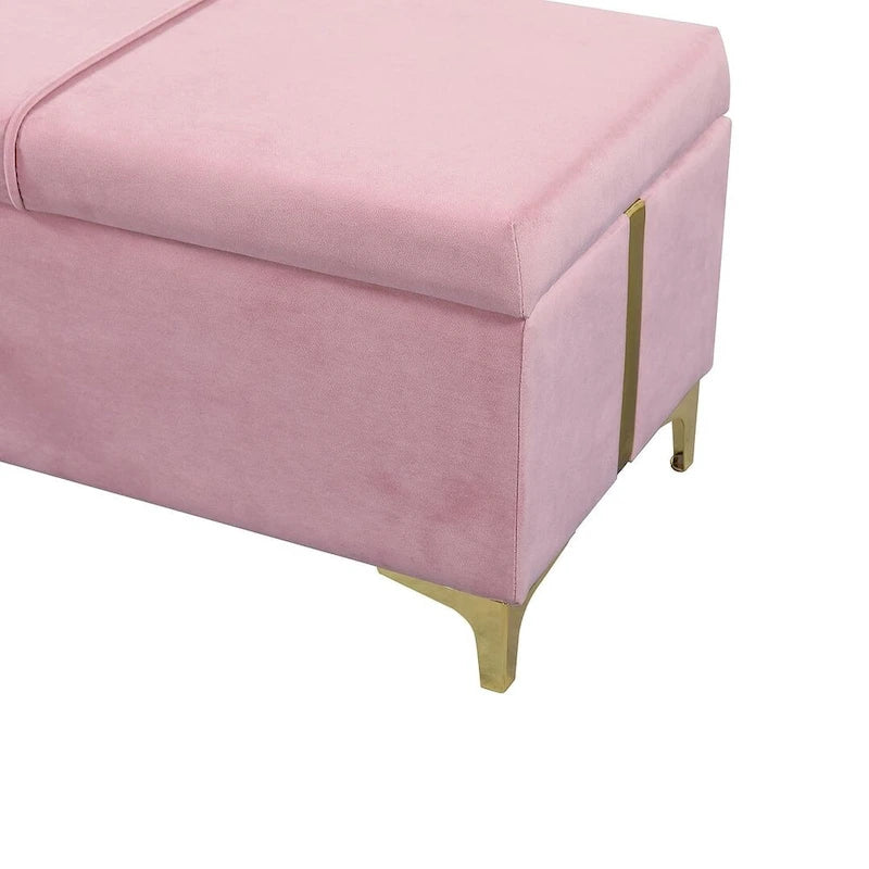 47.20 Upholstered Storage PU Bench with Fully Assembled Metal Legs