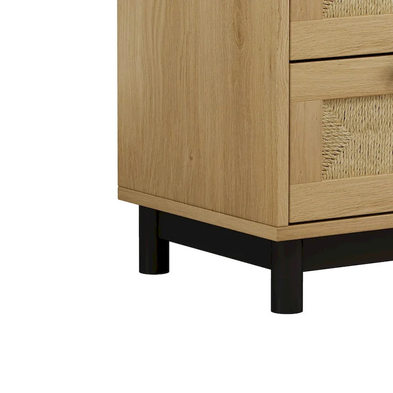 Modern Rattan Dresser, 30.31 3-Drawers Rattan Storage Cabinet, Dresser for Bedroom, Rope Woven Drawer, Chest of Rattan Drawers