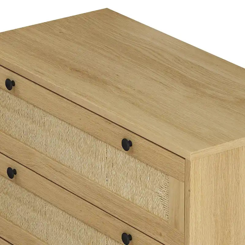 Modern Rattan Dresser, 30.31 3-Drawers Rattan Storage Cabinet, Dresser for Bedroom, Rope Woven Drawer, Chest of Rattan Drawers